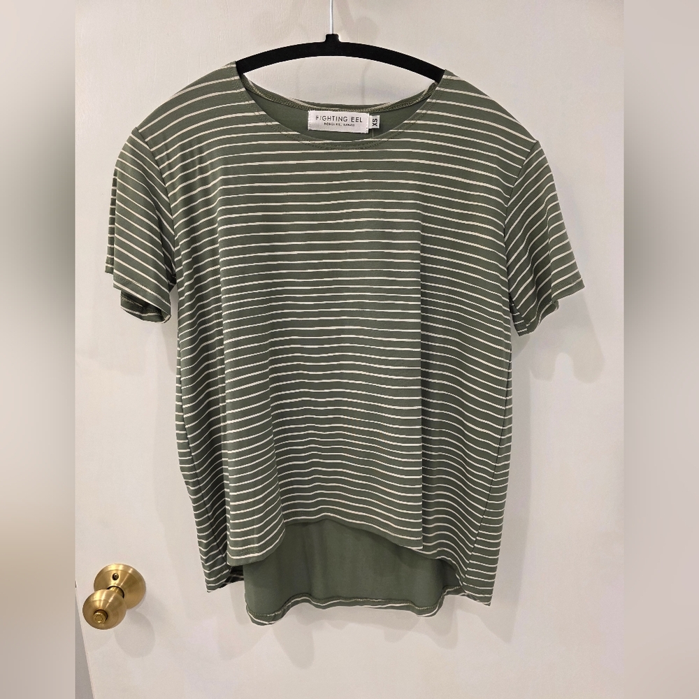 Fighting Eel Green Striped Short Sleeve Tee